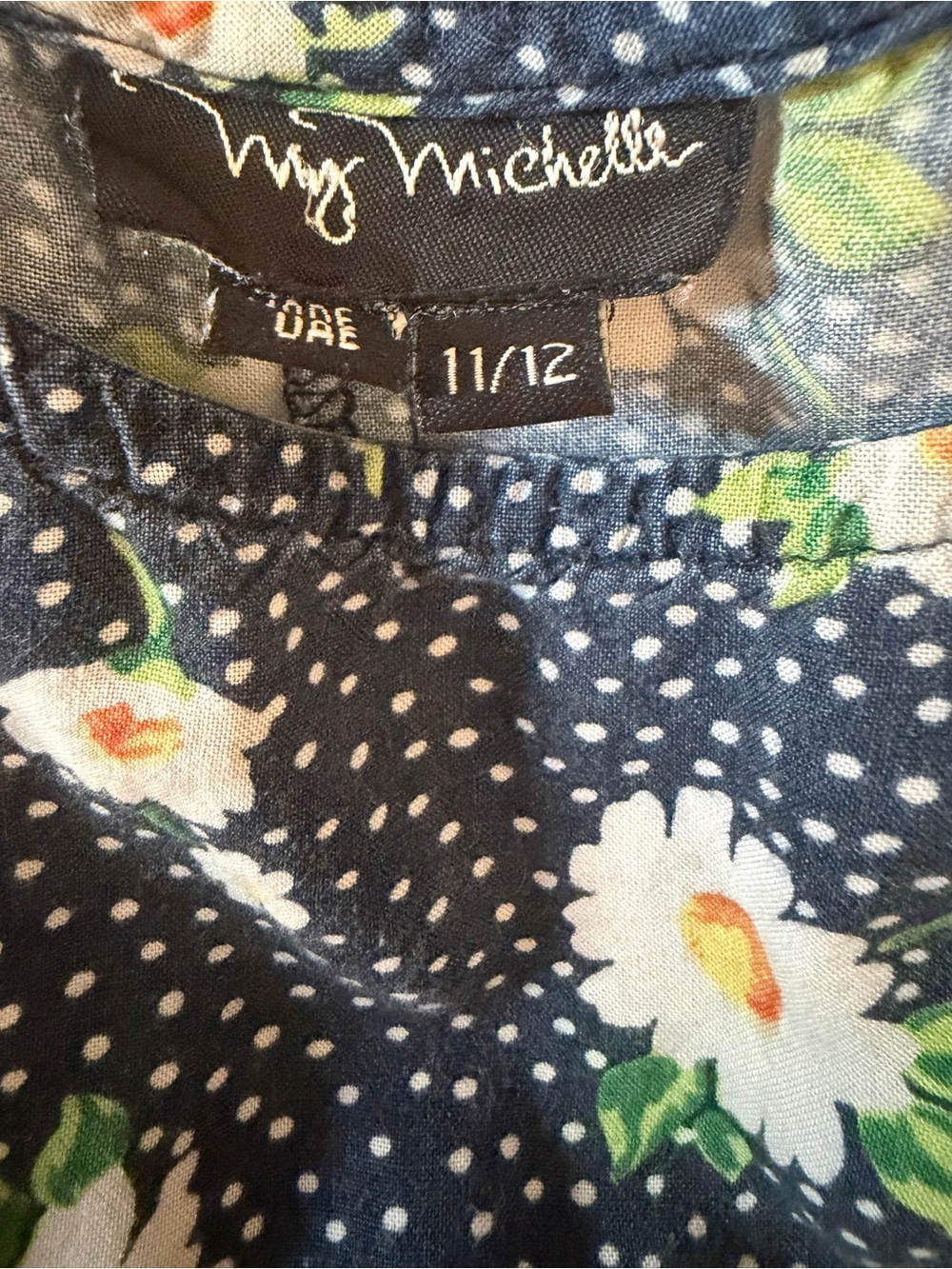 Vintage 90s My Michelle Navy Floral Scoop Neck Dress - Picture 5 of 5